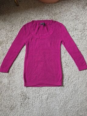 Banana Republic Magenta Ribbed Scoop Neck Sweater